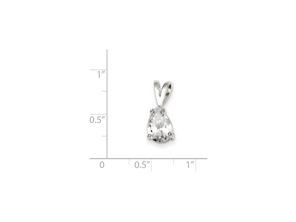 FJC Finejewelers Sterling Silver Pear Cubic Zirconia Pendant Necklace - Chain Included