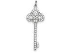 FJC Finejewelers Sterling Silver And Cubic Zirconia Key Pendant Necklace - Chain Included