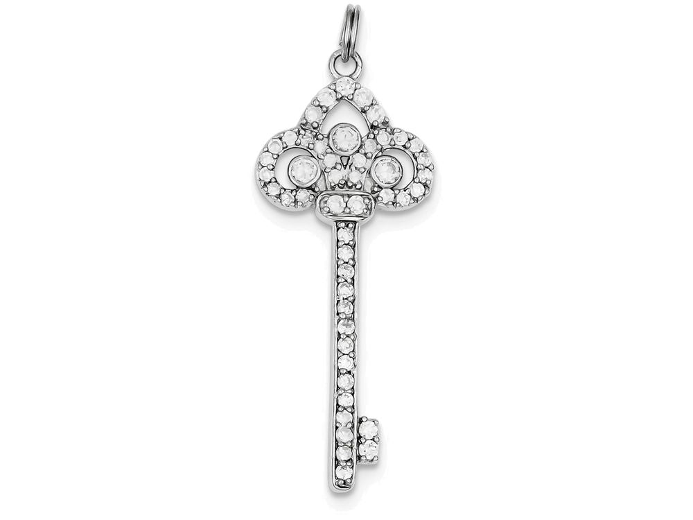 FJC Finejewelers Sterling Silver And Cubic Zirconia Key Pendant Necklace - Chain Included