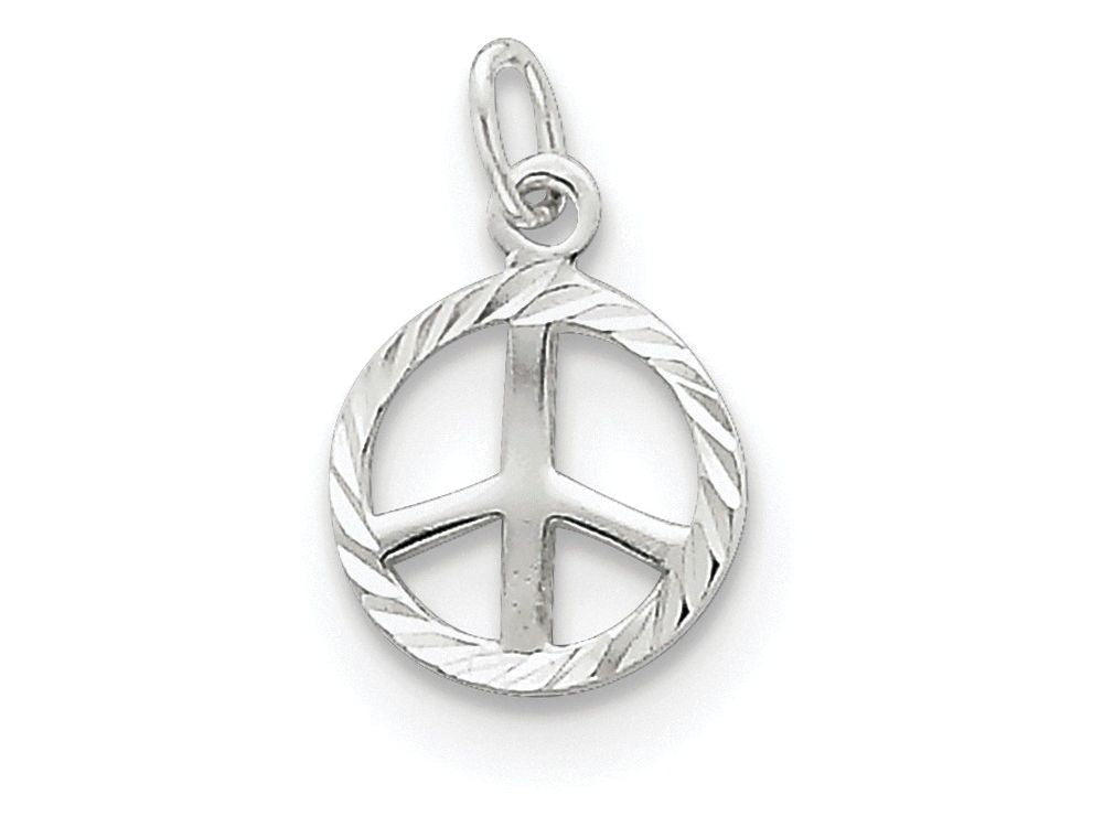 FJC Finejewelers Sterling Silver Bright-cut Peace Sign Symbol Charm