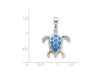 FJC Finejewelers Sterling Silver Created Blue Opal Inlay and Cubic Zirconia Tortoise Pendant Necklace - Chain Included