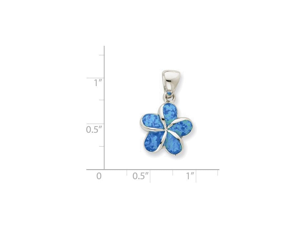 FJC Finejewelers Sterling Silver Created Blue Inlay Opal Flower Pendant Necklace - Chain Included
