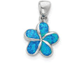 FJC Finejewelers Sterling Silver Created Blue Inlay Opal Flower Pendant Necklace - Chain Included