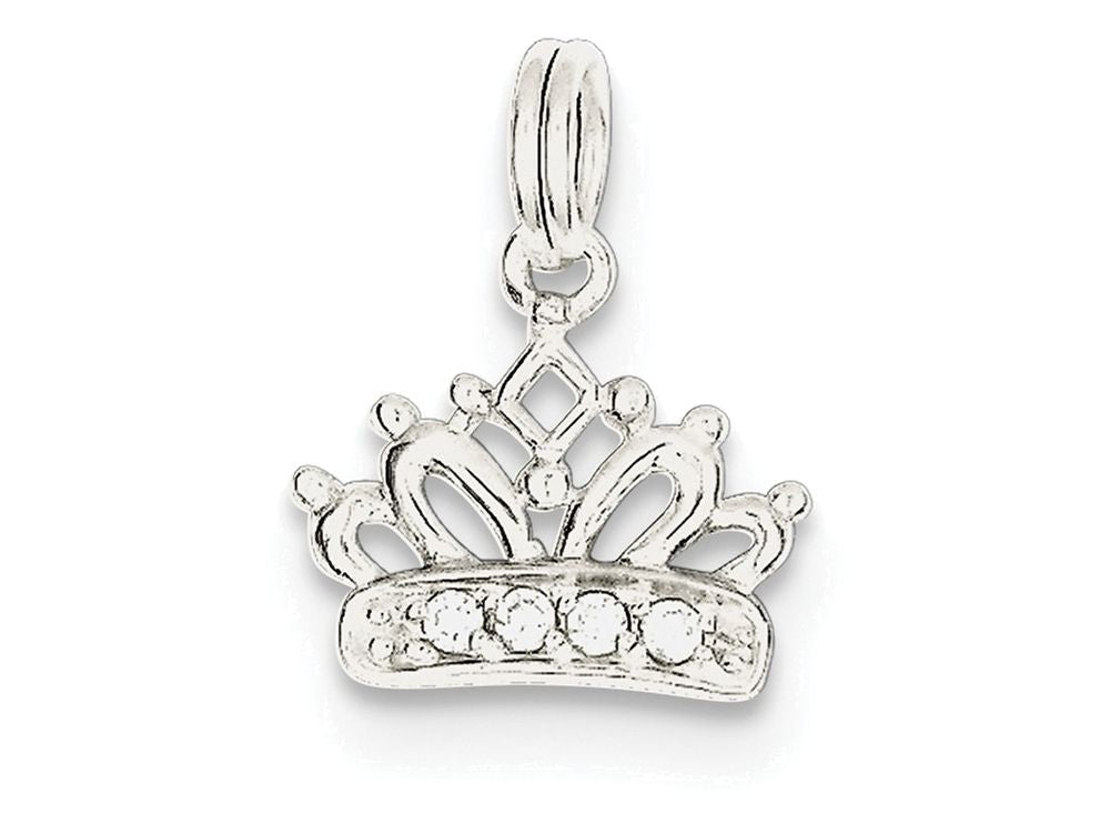 FJC Finejewelers Sterling Silver Cubic Zirconia Polished Crown Charm