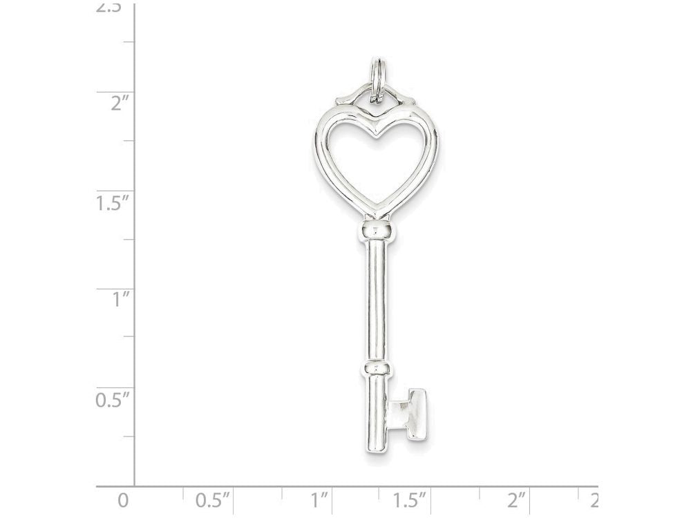 FJC Finejewelers Sterling Silver Open Heart Top Large Key Pendant Necklace - Chain Included