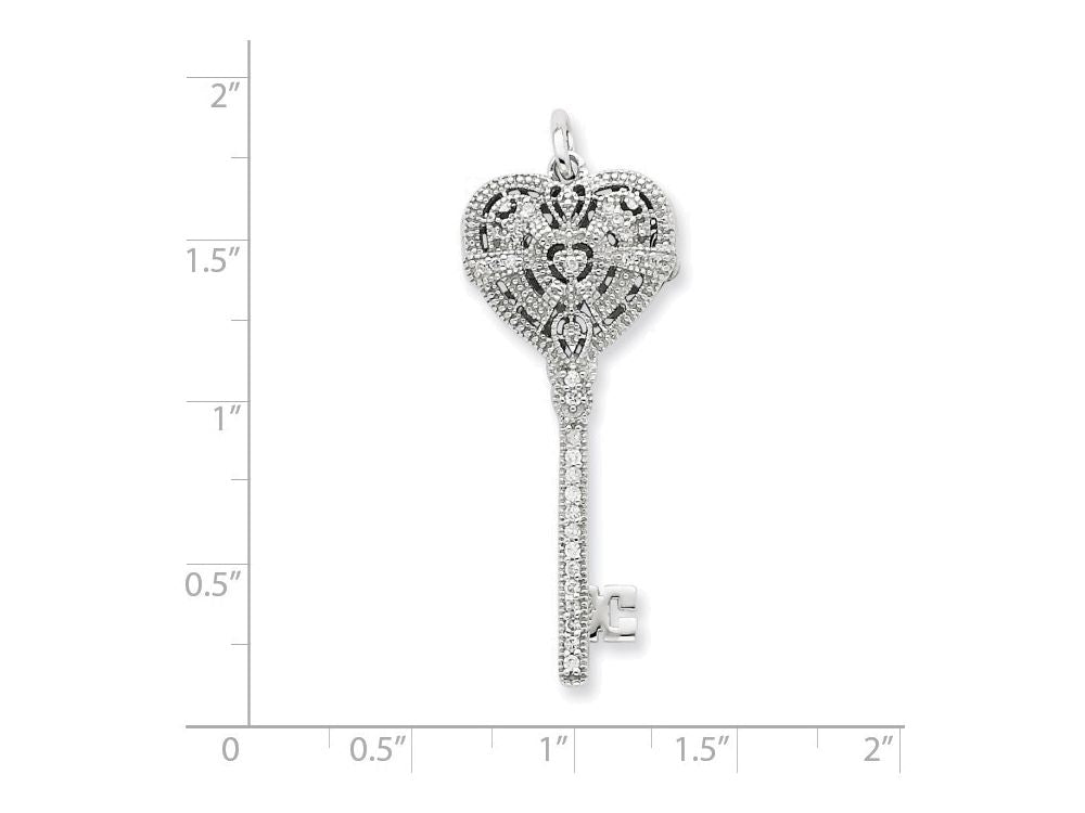 FJC Finejewelers Sterling Silver Cubic Zirconia Heart Key Locket Necklace