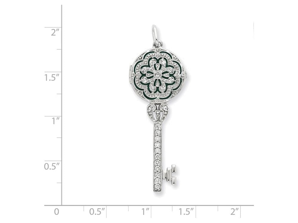 FJC Finejewelers Sterling Silver Cubic Zirconia Key Locket Necklace