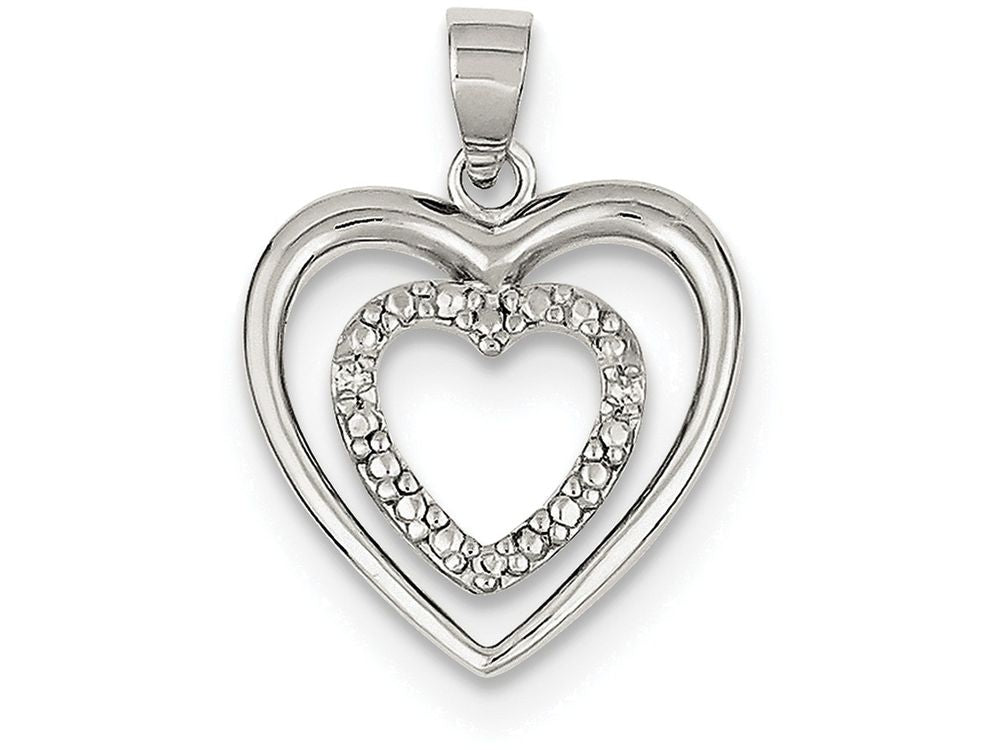 FJC Finejewelers Sterling Silver Cubic Zirconia Double Heart Pendant Necklace - Chain Included