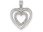 FJC Finejewelers Sterling Silver Cubic Zirconia Double Heart Pendant Necklace - Chain Included