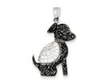 FJC Finejewelers Sterling Silver Black And Clear Cubic Zirconia Dog Pendant Necklace - Chain Included