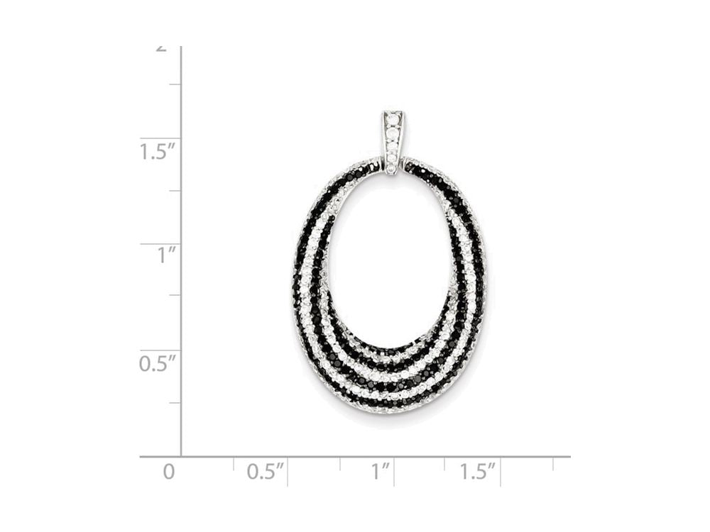 FJC Finejewelers Sterling Silver Black And White Cubic Zirconia Open Oval Fancy Pendant Necklace - Chain Included
