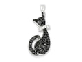 FJC Finejewelers Sterling Silver Black and White Cubic Zirconia Cat With Bow Pendant Necklace - Chain Included
