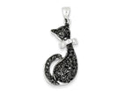 FJC Finejewelers Sterling Silver Black and White Cubic Zirconia Cat With Bow Pendant Necklace - Chain Included