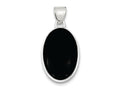 FJC Finejewelers Sterling Silver Onyx Polished Oval Pendant Necklace - Chain Included