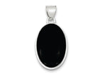 FJC Finejewelers Sterling Silver Onyx Polished Oval Pendant Necklace - Chain Included