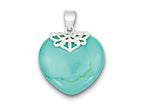 FJC Finejewelers Sterling Silver Turquoise Heart Stone Pendant Necklace - Chain Included