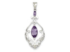 FJC Finejewelers Sterling Silver Amethyst Fancy Pendant Necklace - Chain Included