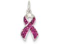 FJC Finejewelers Sterling Silver Stellux Crystal Pink Awareness Ribbon Pendant Necklace - Chain Included