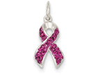 FJC Finejewelers Sterling Silver Stellux Crystal Pink Awareness Ribbon Pendant Necklace - Chain Included