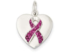 FJC Finejewelers Sterling Silver Stellux Pink Awareness Ribbon W/ Heart Pendant Necklace - Chain Included