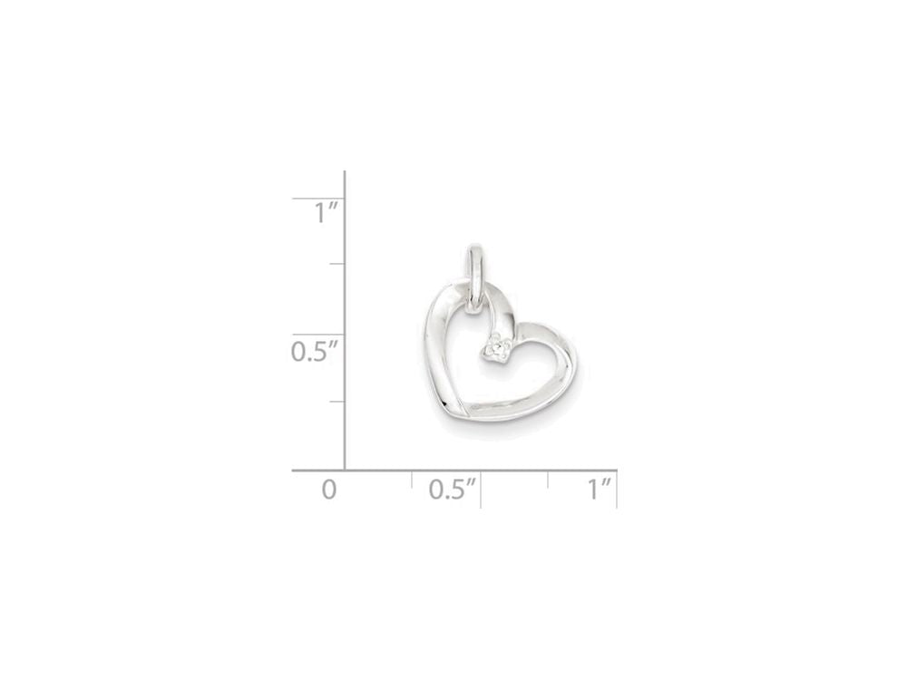 FJC Finejewelers Sterling Silver Heart With Cubic Zirconia Pendant Necklace - Chain Included