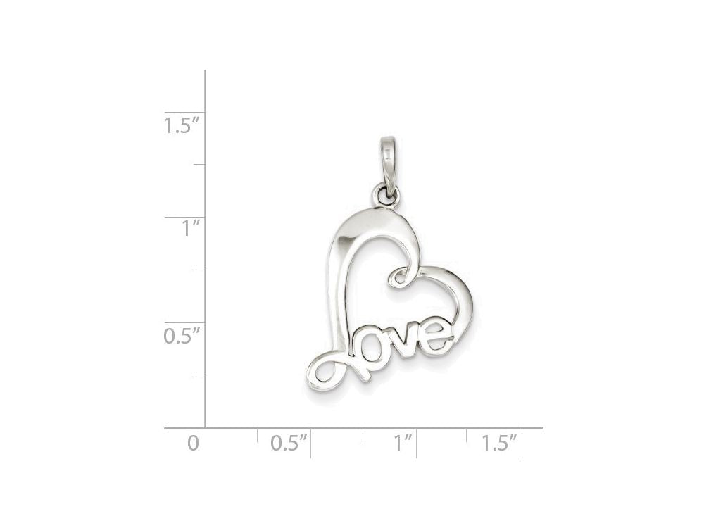FJC Finejewelers Sterling Silver Polished Love Heart Pendant Necklace - Chain Included