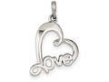 FJC Finejewelers Sterling Silver Polished Love Heart Pendant Necklace - Chain Included