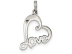 FJC Finejewelers Sterling Silver Polished Love Heart Pendant Necklace - Chain Included