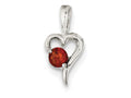 FJC Finejewelers Sterling Silver With Red Cubic Zirconia Heart Pendant Necklace - Chain Included