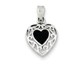 FJC Finejewelers Sterling Silver Onyx Heart Antiqued Pendant Necklace - Chain Included