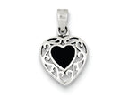 FJC Finejewelers Sterling Silver Onyx Heart Antiqued Pendant Necklace - Chain Included