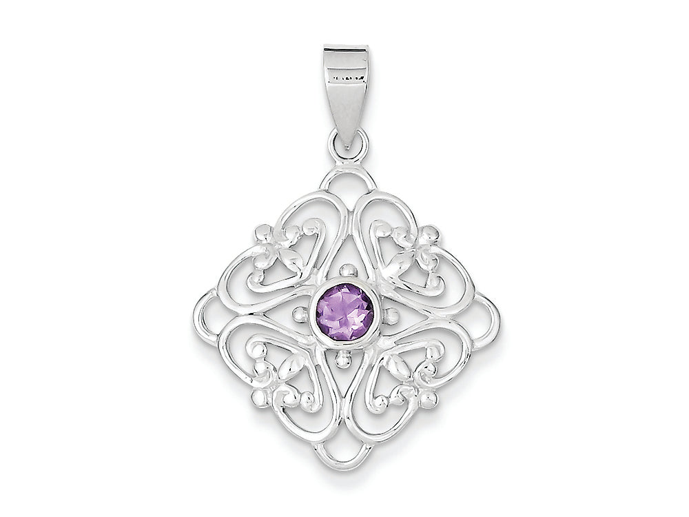 FJC Finejewelers Sterling Silver Amethyst Pendant Necklace - Chain Included