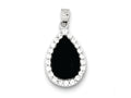 FJC Finejewelers Sterling Silver Cubic Zirconia And Onyx Pendant Necklace - Chain Included