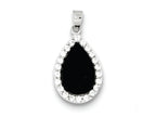 FJC Finejewelers Sterling Silver Cubic Zirconia And Onyx Pendant Necklace - Chain Included