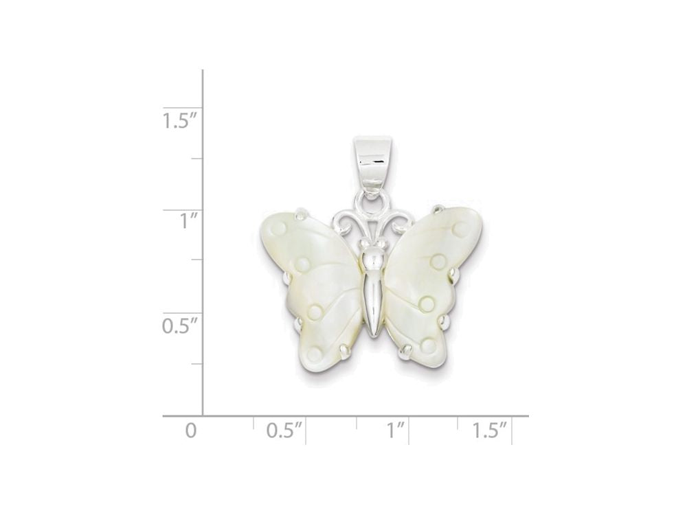 FJC Finejewelers Sterling Silver White Shell Butterfly Pendant Necklace - Chain Included