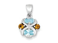 FJC Finejewelers Sterling Silver Blue Topaz And Citrine Pendant Necklace - Chain Included