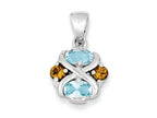 FJC Finejewelers Sterling Silver Blue Topaz And Citrine Pendant Necklace - Chain Included