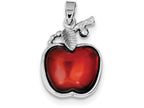 FJC Finejewelers Sterling Silver Red Cubic Zirconia Cabochon Apple Pendant Necklace - Chain Included