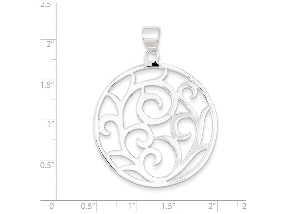 FJC Finejewelers Sterling Silver Fancy Round Pendant Necklace - Chain Included