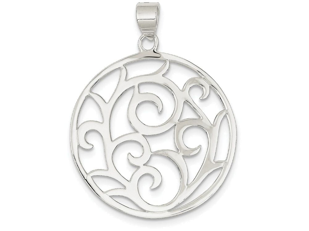 FJC Finejewelers Sterling Silver Fancy Round Pendant Necklace - Chain Included