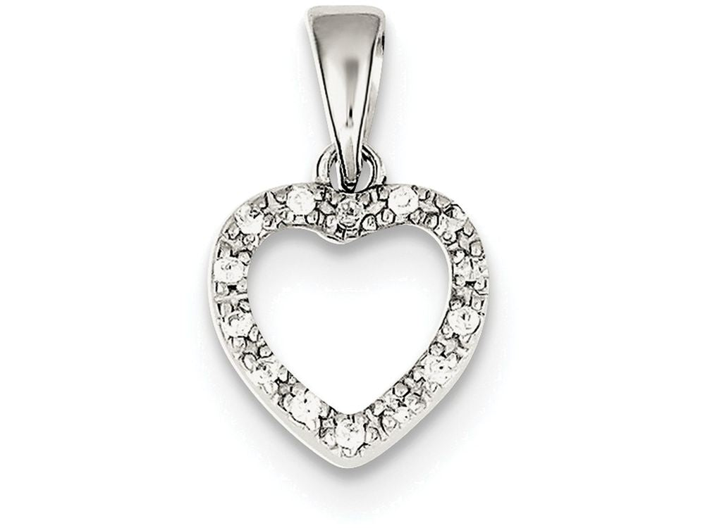 FJC Finejewelers Sterling Silver Cubic Zirconia Heart Shape Pendant Necklace - Chain Included
