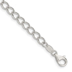Amore LaVita Sterling Silver Half round Wire Curb Charm Bracelet 8 inches (4.5mm)