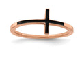 FJC Finejewelers Sterling Silver Rose Plated Antiqued Sideways Cross Ring