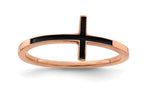 FJC Finejewelers Sterling Silver Rose Plated Antiqued Sideways Cross Ring