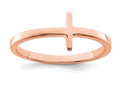 FJC Finejewelers Sterling Silver Rose Plated Sideways Cross Ring