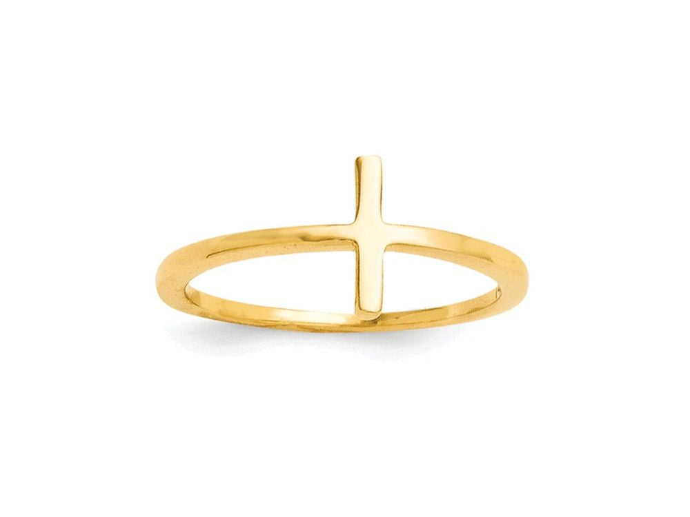 FJC Finejewelers Sterling Silver Yellow Plated Sideways Cross Ring