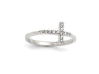 FJC Finejewelers Sterling Silver With CZ Sideways Cross Ring