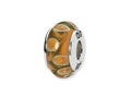 Reflections™ Sterling Silver Orange/Green Hand-blown Glass Bead / Charm