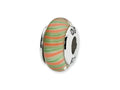 Reflections™ Sterling Silver Green/Orang Swirl Hand-blown Glass Bead / Charm