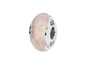 Reflections™ Sterling Silver Pink/White Scribbles Hand-blown Glass Bead / Charm